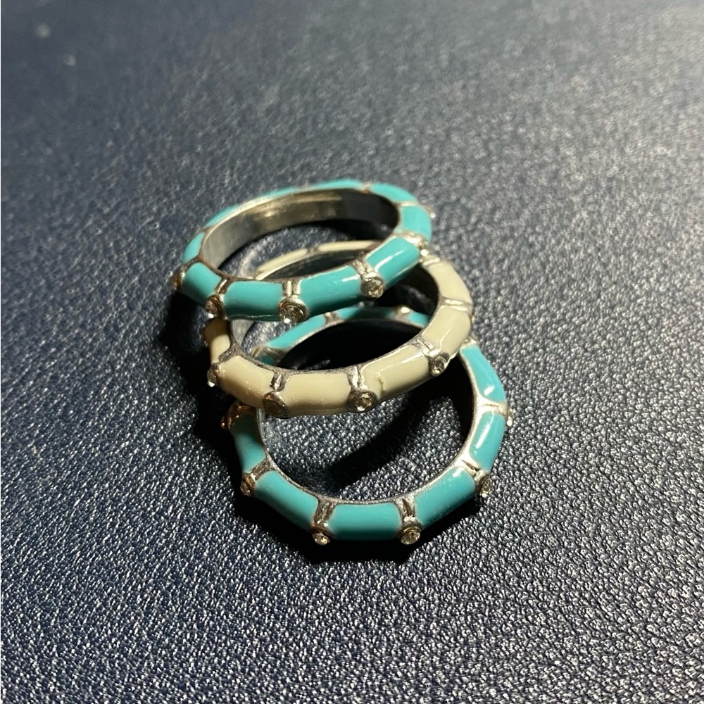 Elegant Silver and Turquoise Ring Set